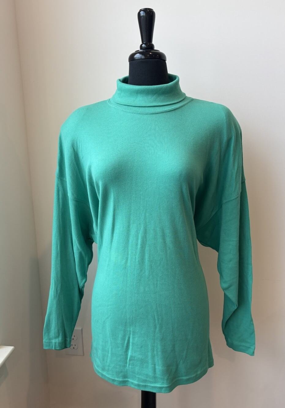 Vintage Michael Carrie Green 100% Cotton Turtleneck Long Sleeve Sweater Size XL